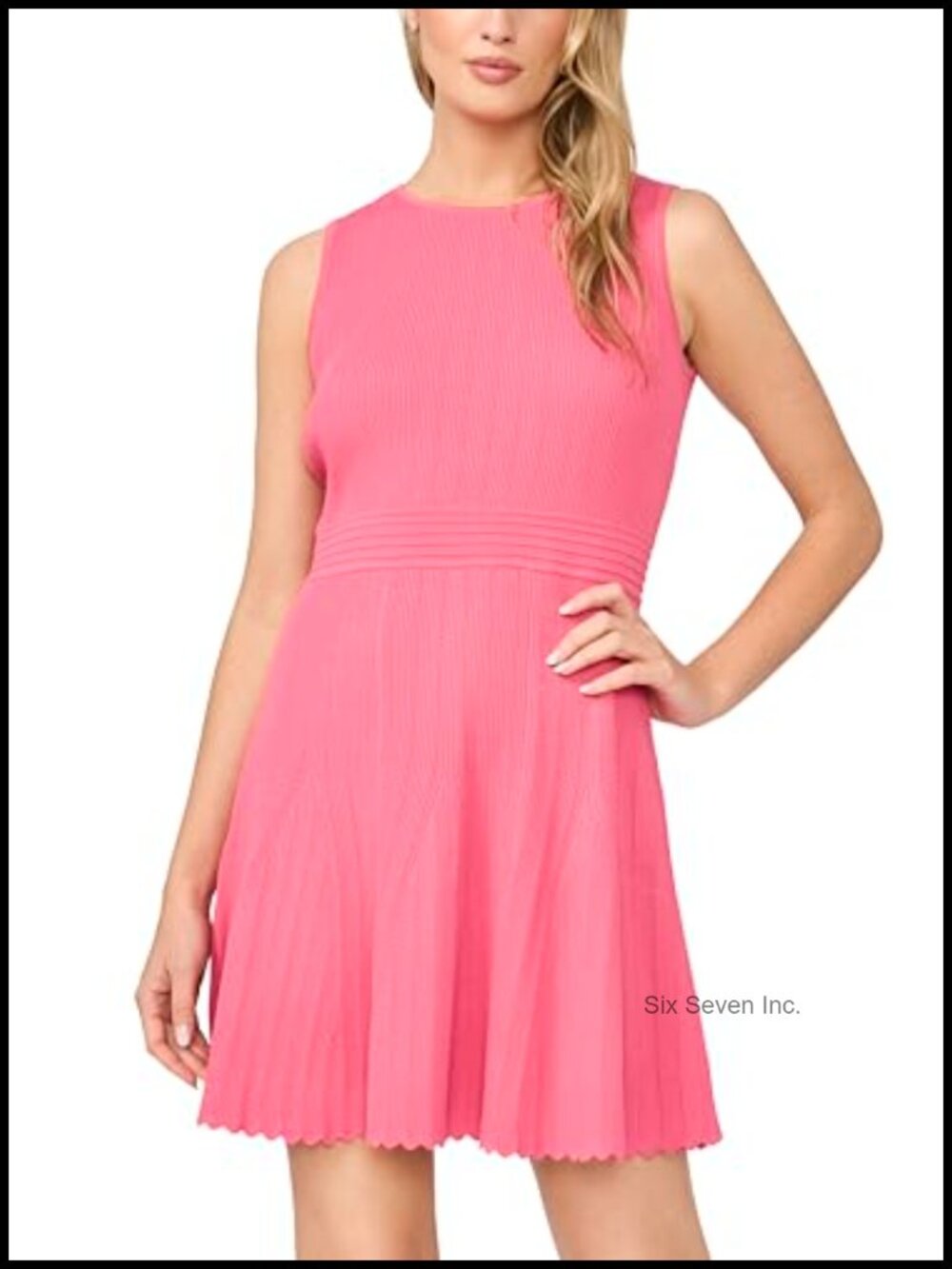 Sleeveless Crew Neck Pointelle Mini Dress